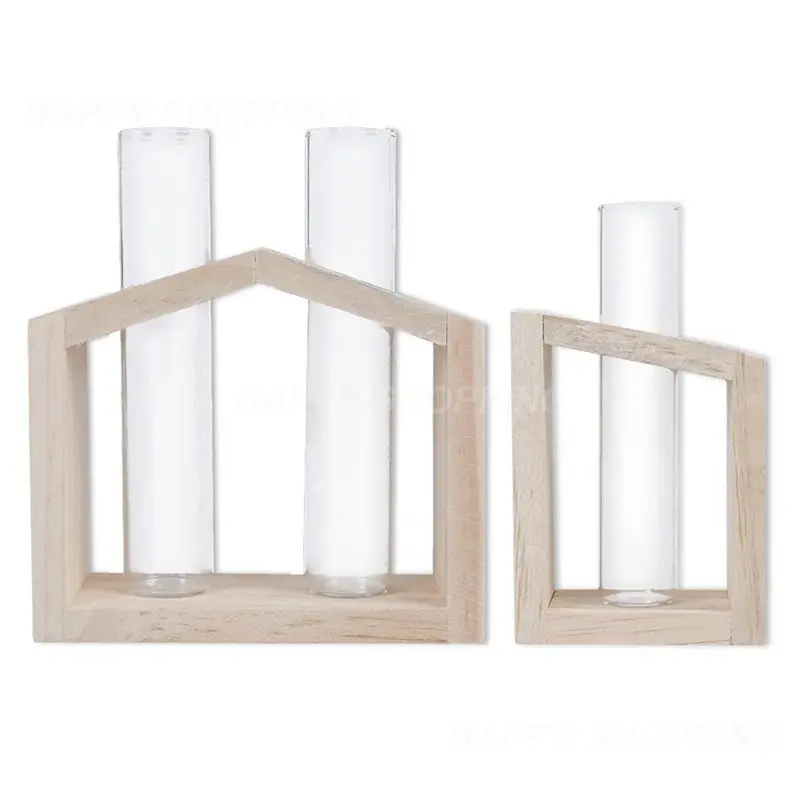 

Crystal Glass Ornaments In Wooden Stand Creative Hydroponic Plants Flower Pots Simple Style Home Decoration Accessories
