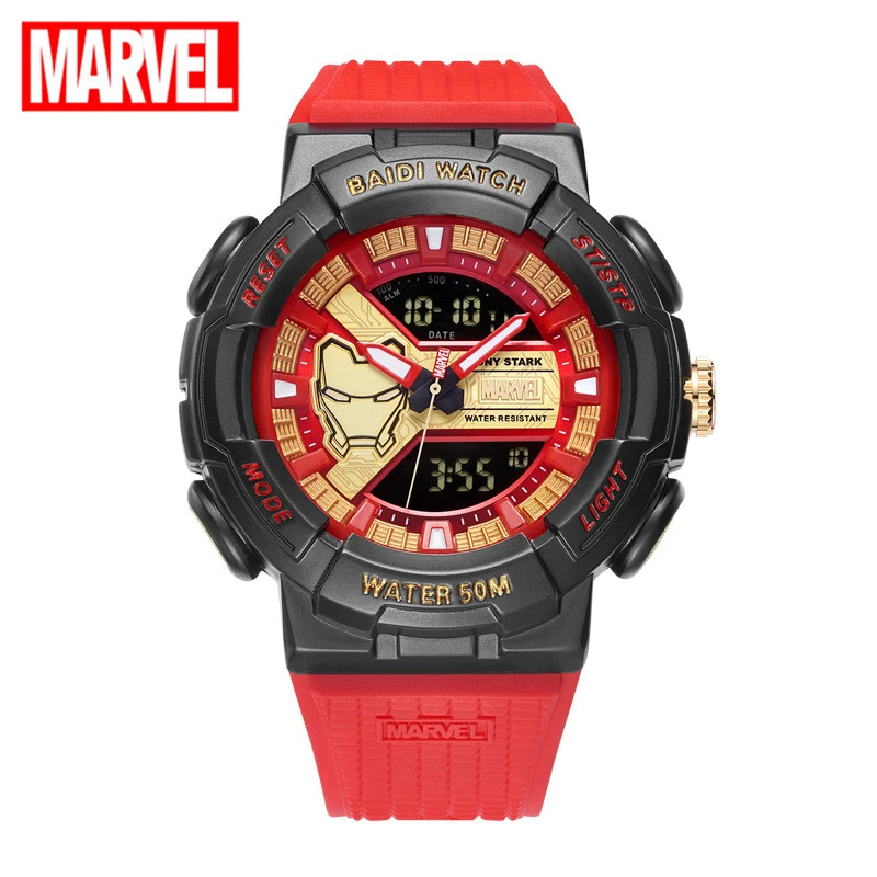 

MARVEL Iron Men Sport Watch Young Male Luminous Clock 5Bar Water Resistant Rubber Band Wristwatch Teen Hour Youth Wotch Wachtes