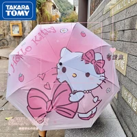 takara tomy pink gradient hello kitty parasol anti uv vinyl folding automatic cute small fresh umbrella