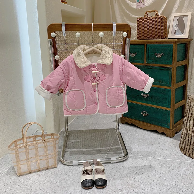 Пальто для девочек куртка хлопковая верхняя одежда пальто 2022 пушистая теплая