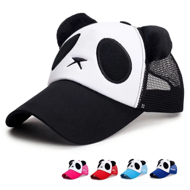 Fashion Cartoon Panda Mesh Baseball Caps For Men Women Children Summer Outdoor Breathable Sports Net Snapback Hip Hop Sun Hats