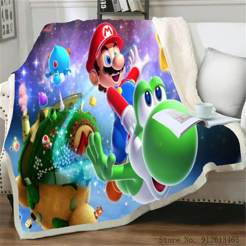 

Одеяло аниме Super Mario, для косплея, объемный принт, пушистое, мягкое теплое, для дивана, кровати