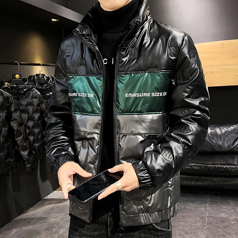 2023 Top Grade Winter White Duck Jacket Parka Casual Men's Shiny Short Stand-Up Collar Down Coats Youth Streetwear Clothing