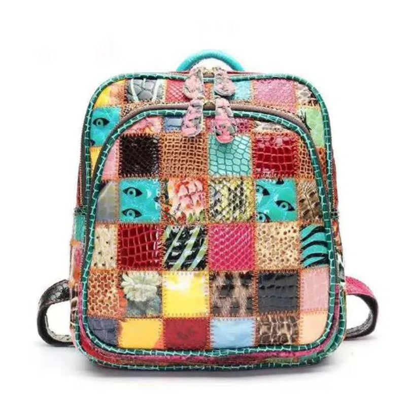 Bag female 2023 fashion printed backpack outdoor large capacity travel ethnic wind diagonal backpack