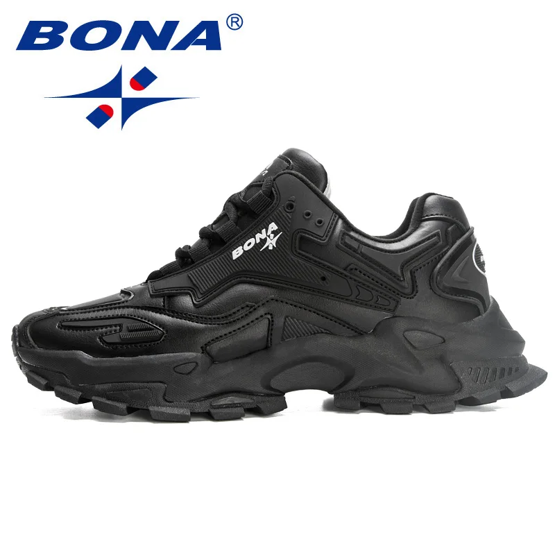 BONA 2023 New Designers Trendy Running Sneakers Men Outdoor Hard-wearing Athletic Shoes Man Fashion Footwear Black All-match