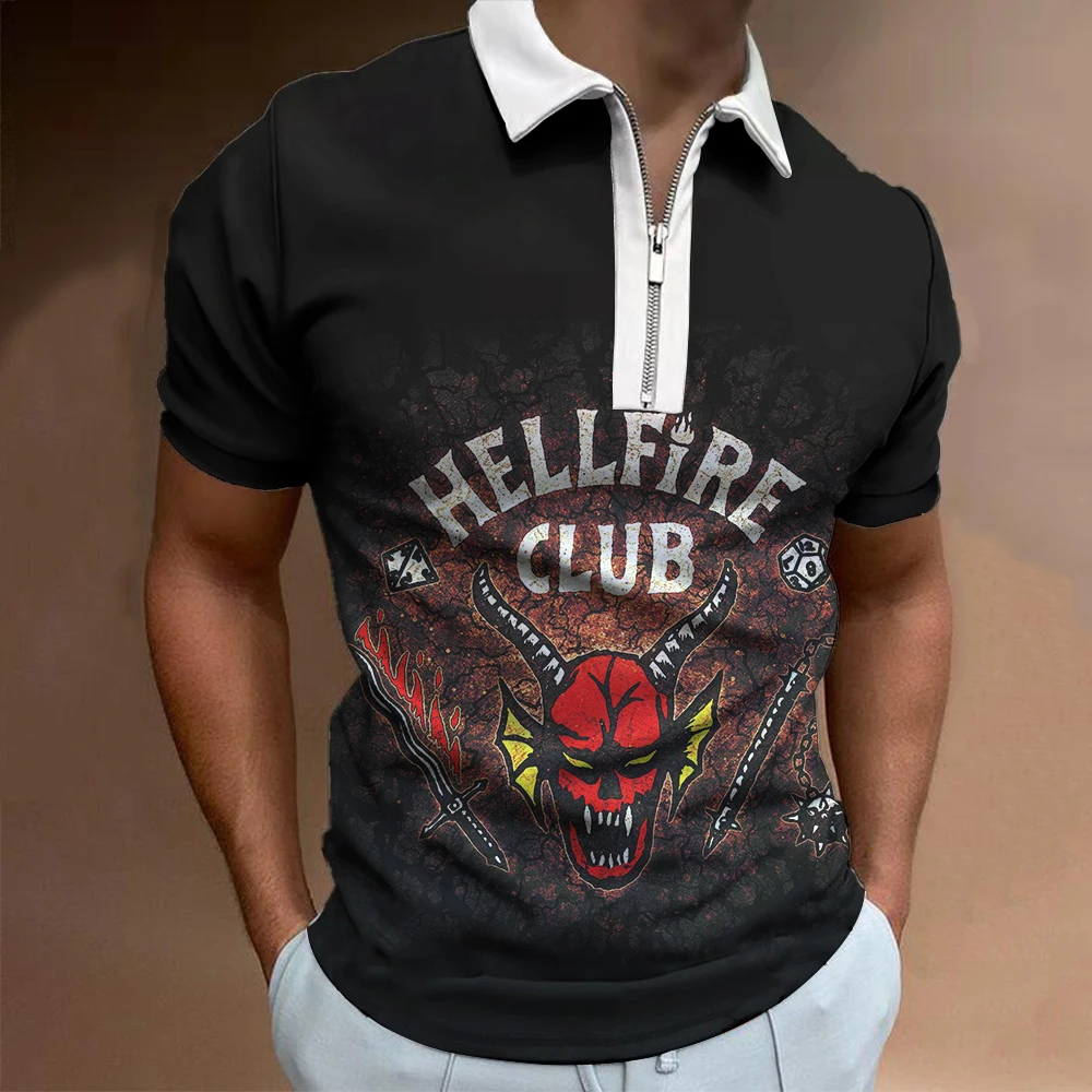 2023 Summer New Men's T-shirt Fashion 3D Printing Skeleton Polo Shirt Casual Breathable T-shirt