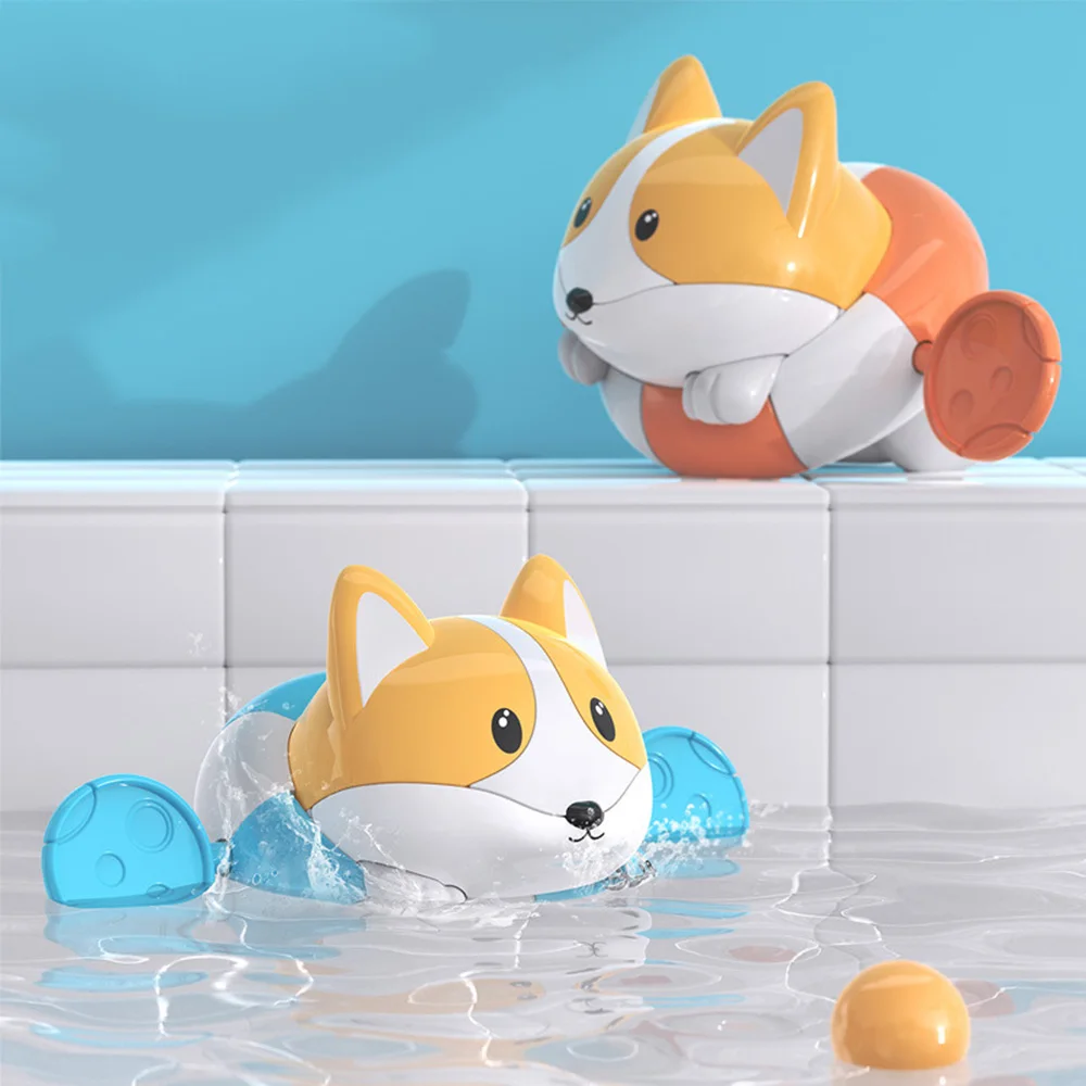 

Baby Bathing Water Toys Fun Wind-up Small Corgi Bathroom Play Water Children‘s Toys