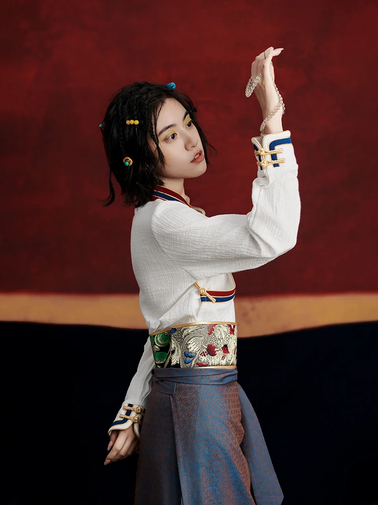 Традиционная Классическая тибетская одежда новая рубашка хлопковая льняная