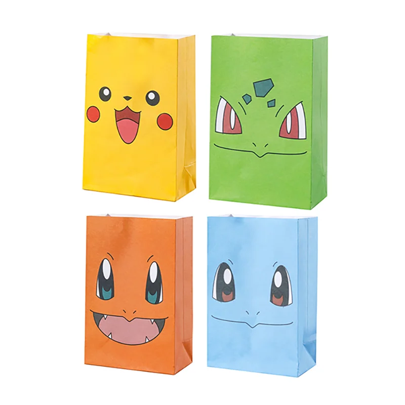 

10pcs/lot Pokemon Pikachu Charmander Birthday Party Decor Candy Gift Bag Snack Paper Bag Cartoon Candy Gift Bag Party Supplies