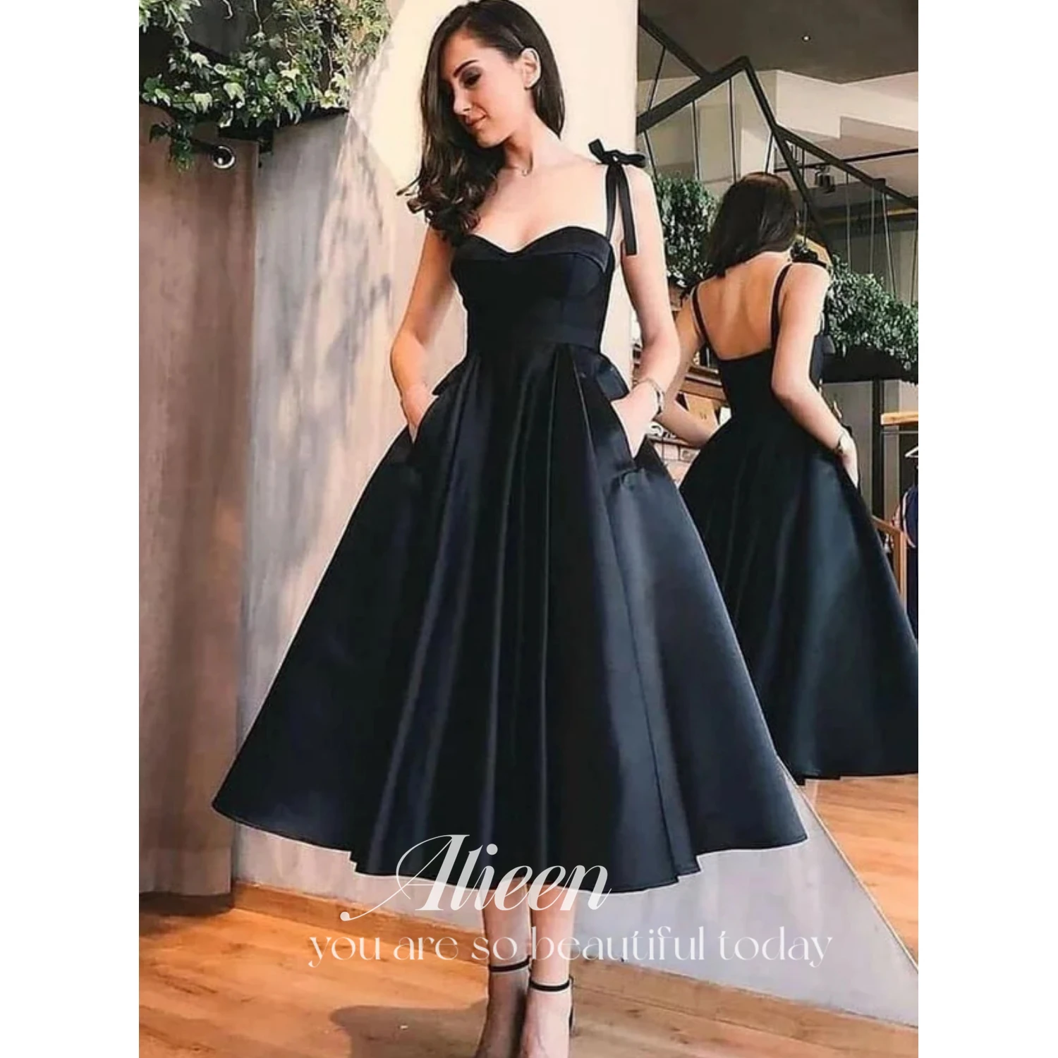 

Aileen Satin Luxurious Women's Evening Dresses Luxury 2023 Line A Bridesmaid Dress Woman Black Cocktail Ball Gowns Elegant Gown