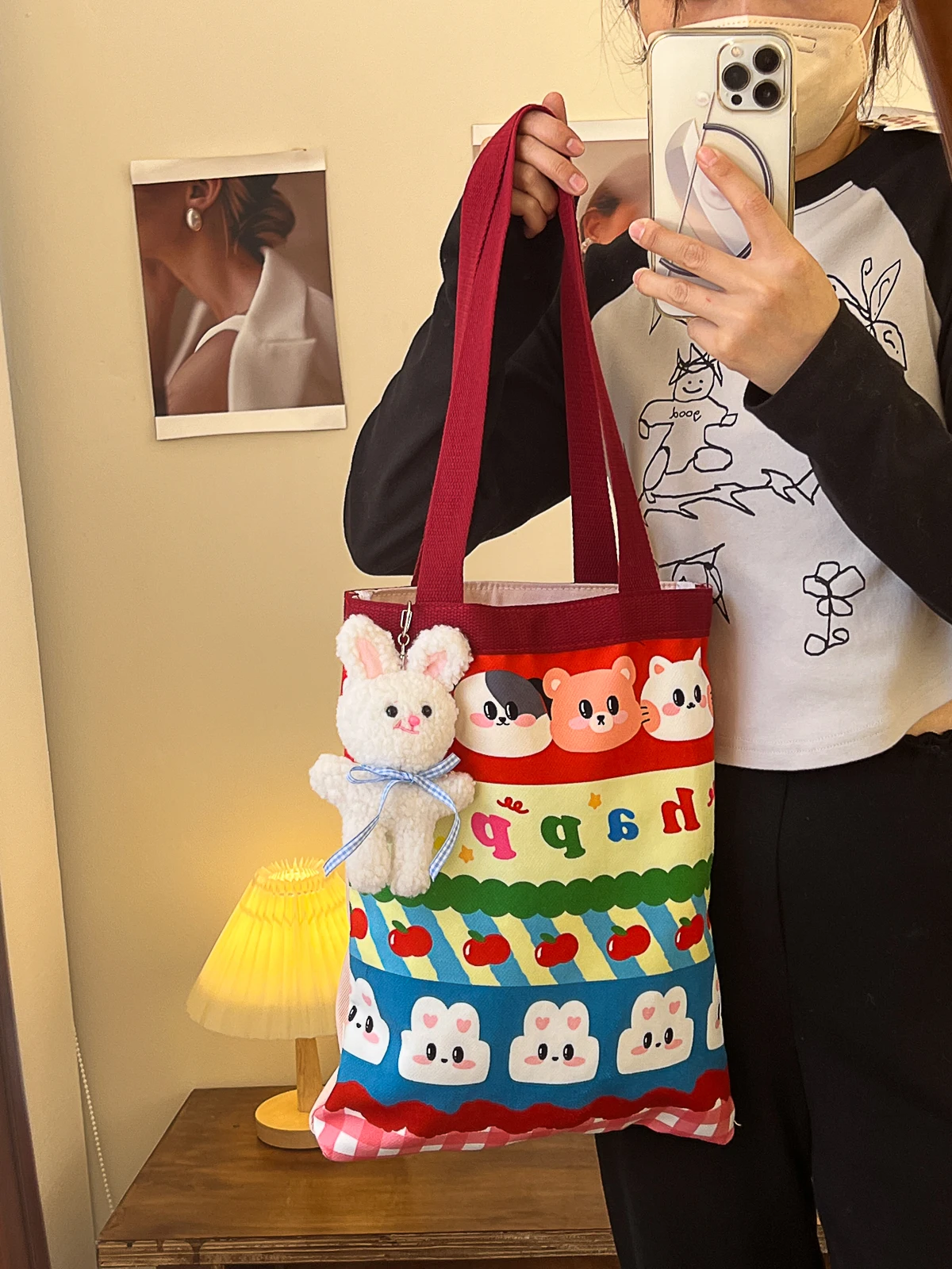 

Large-Capacity Brand Cartoon Print Designer Canvas Versatile Foreign Style High-Quality Texture Women Shoulder Tote Handbag