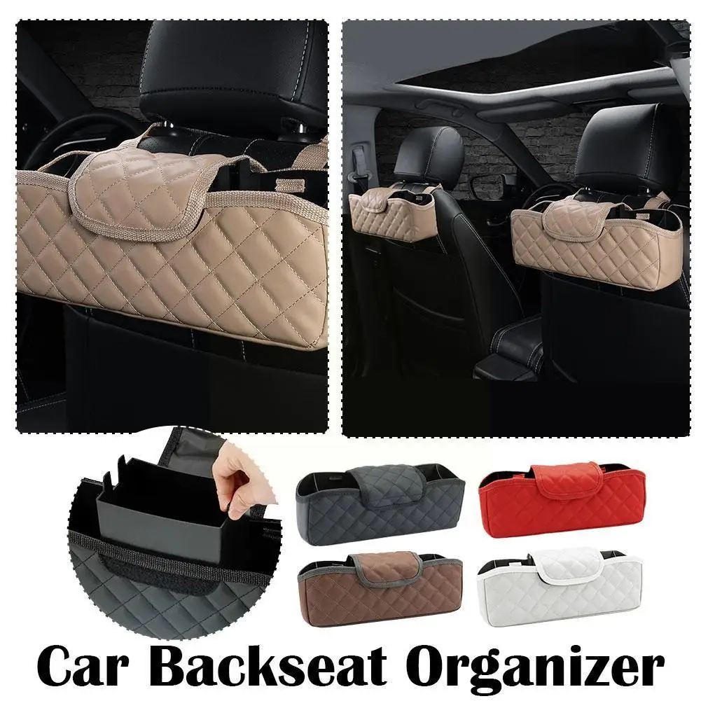 

1pc Leather Car Headrest Backseat Organizer Headrest Car Organizer Trash Storage with Can Bag Tissue Hanging Backseat Stora Z3N8