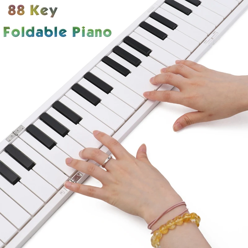 Складное пианино с 88 клавишами, цифровая портативная электронная клавиатура с педалью сустейна, MIDI вкл.