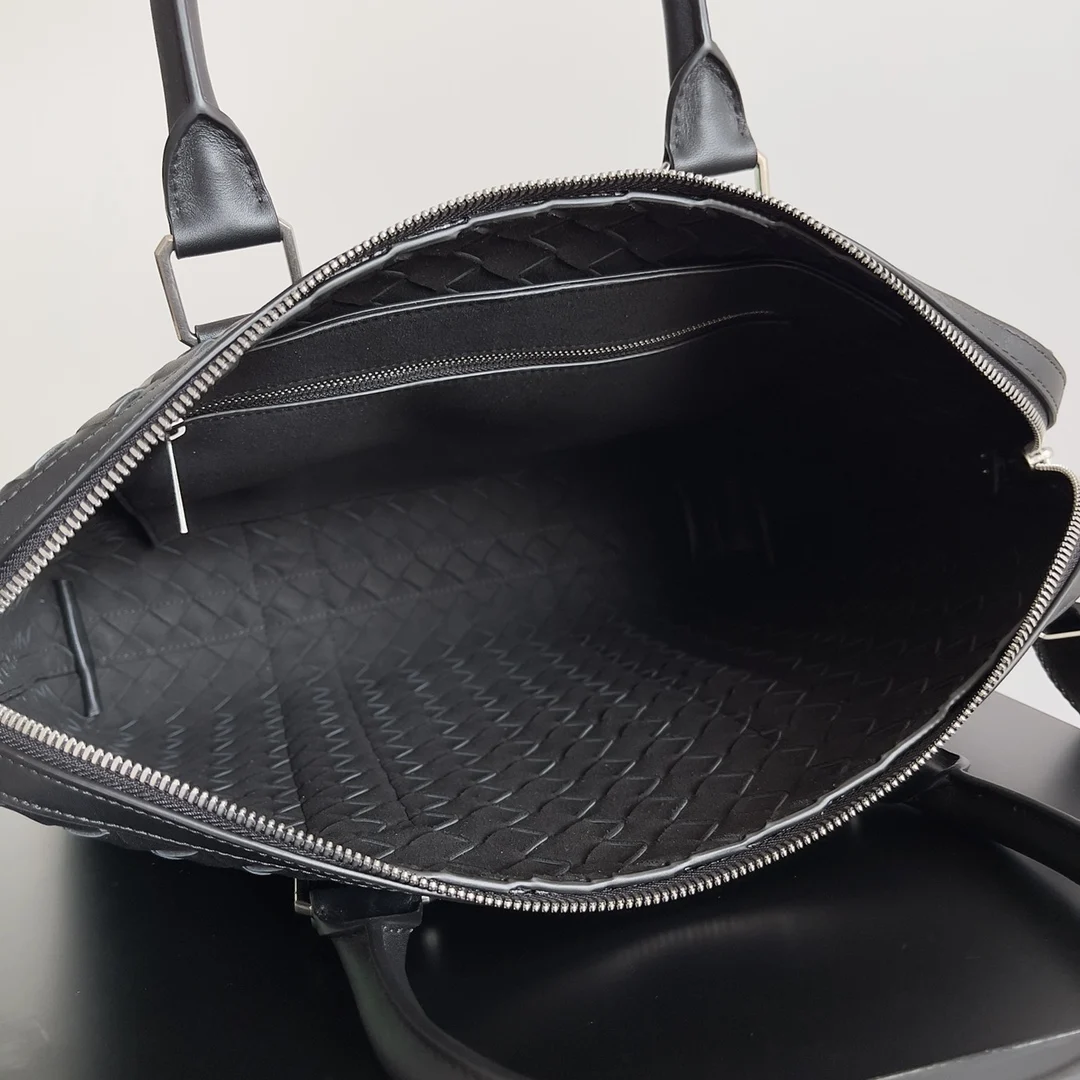 New Men's Briefcases Fashion Weave Designer Genuine Leather Briefcase Office Business Handbag Multifunction Luxury Shoulder Bag