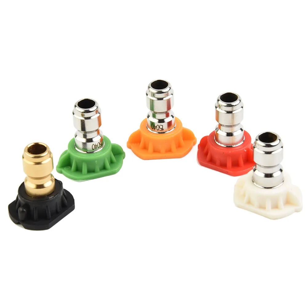 

5PCS High Pressure Washer Spray Tips Nozzles Quick Connector Power Kit Watering Soap Nozzle Tip Garden Cleaning 1/4inch