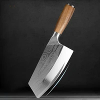 7 5 inch kitchen knife damascus laser pattern chinese chef knife stainless steel butcher knife wooden handle meat cleaver