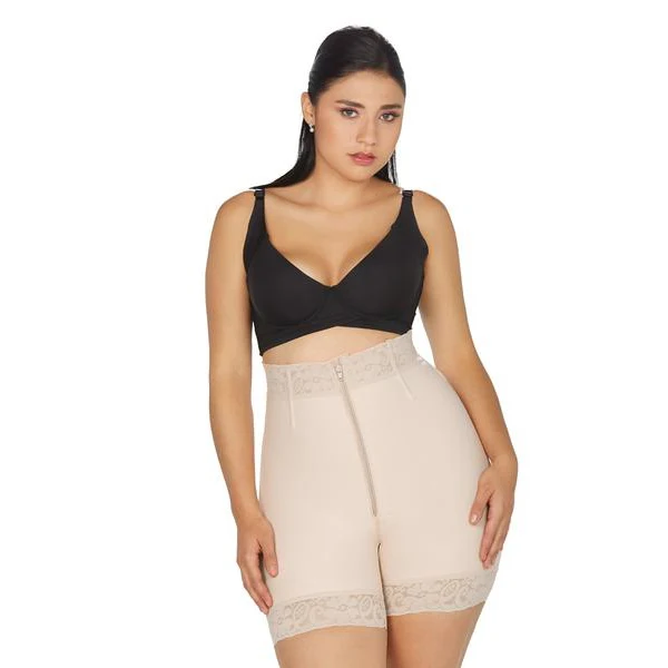 Women High Waist Hip Enhancer Cincher Butt Lifter Zipper Shapewear Lace Tummy Control Panties Shaper