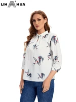 lih hua womens plus size t shirt polyester spring t shirt 34 sleeve print fashion graphic loose top
