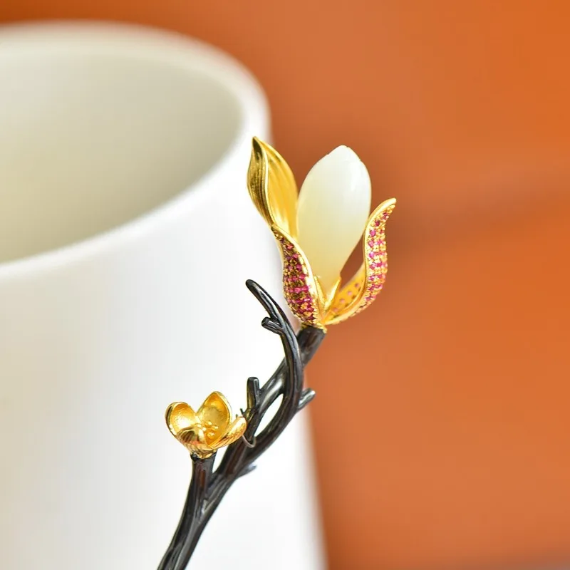 Цветок магнолии в дворцовом стиле головной убор аксессуары для волос серебро