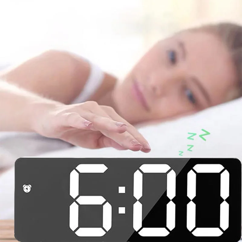 

Простые современные цифровые настенные часы, настенные часы с индикатором температуры и яркостью, будильник, настенные часы для украшения дома и офиса