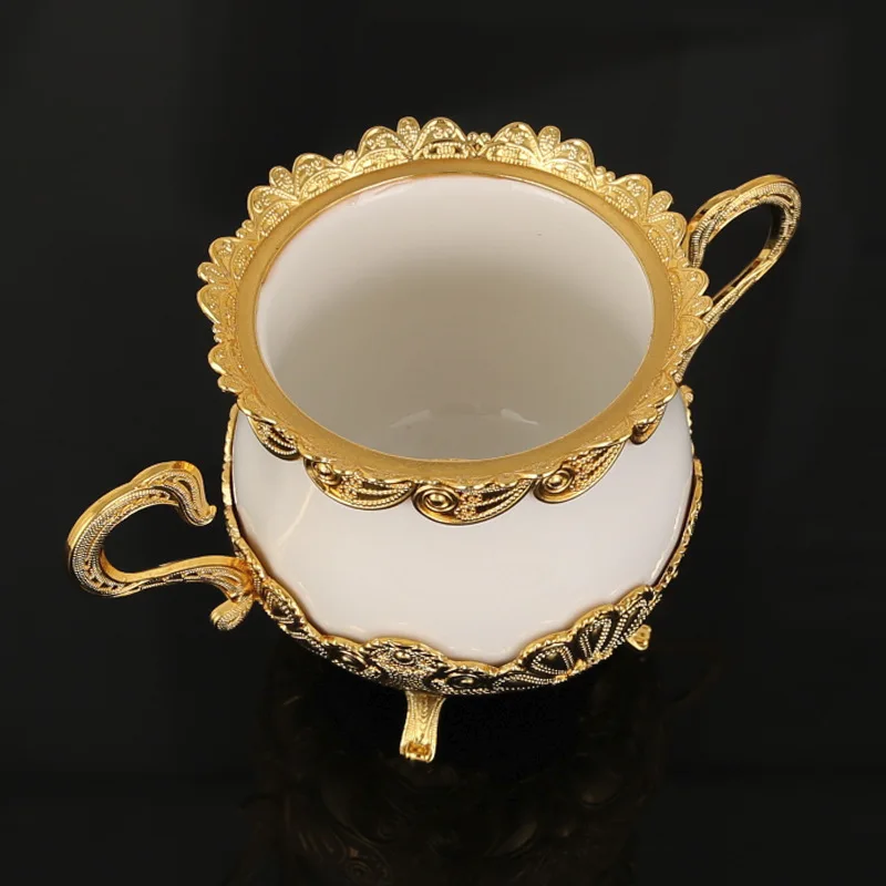 Европа Золотой/Серебряный Металл + керамический чай/кофе/сахар контейнеры для