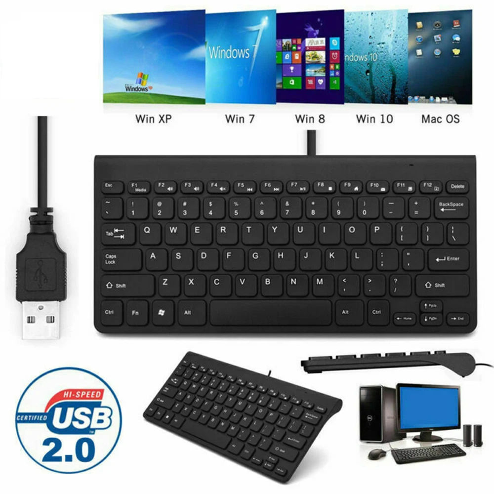 Mini Keypad Slim Wired Keyboard USB 78 Keys Small Computer For Notebook PC Desktop Home Office Outdoor Working | Компьютеры и офис