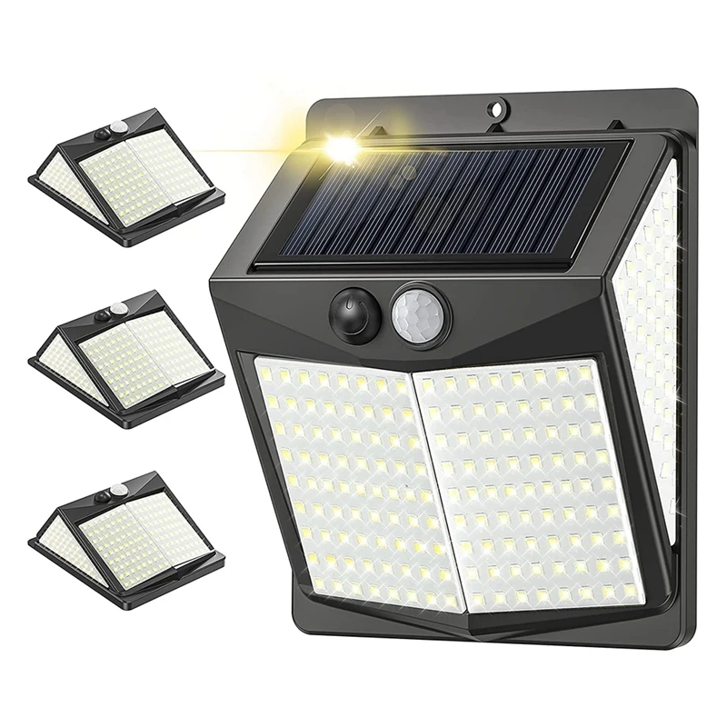 

4Pcs 238LED Outdoor Solar Light 3 Modes, Light With Motion Sensor, 270° IP65 Waterproof LED Spotlights For Garden