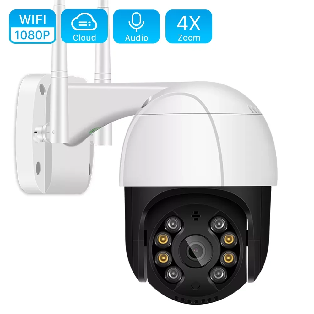 

IP-камера наружная беспроводная, 1080P, PTZ, Wi-Fi, 4-кратный зум