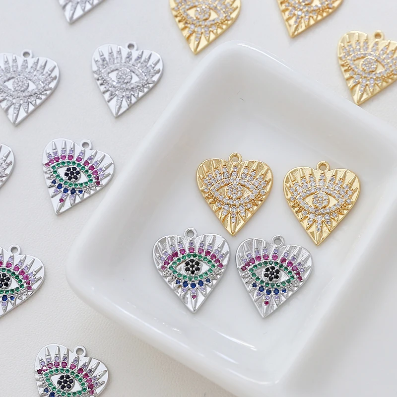

Plating genuine gold, zirconium inlaid love pendant DIY handmade jewelry, bracelet, necklace, earring accessories