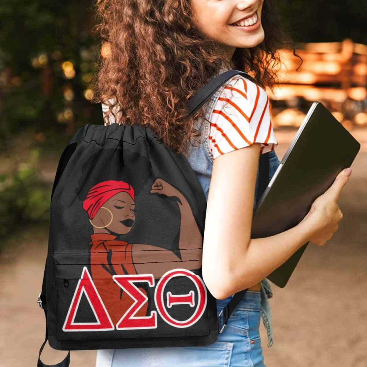 

Delta Sigma Theta Print Fashion Women Backpack Drawstring Sports Girls Shoulder Bags Woman Travel Yoga Bagpack Casual Bags Mujer