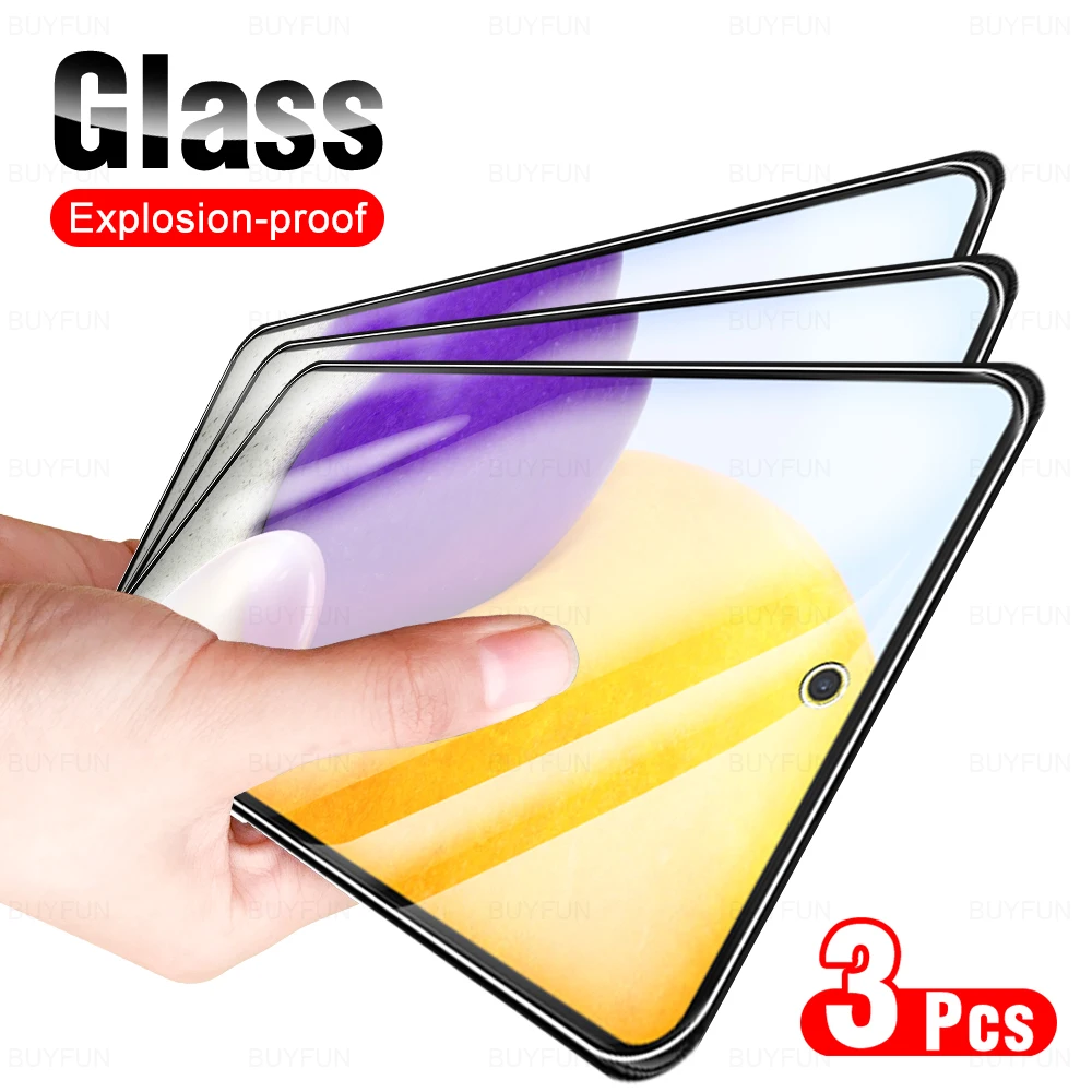 

Закаленное стекло с полным покрытием для Samsung Galaxy A72 4G 5G A73 A71 A70s A01 Core A02s A03 A10s A11 A12 A13 J4 Plus J6, 3 шт.