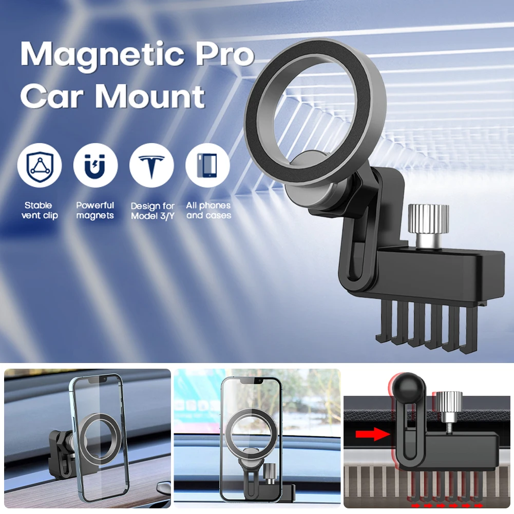 

360° Adjustable Magnetic Phone Mount Air Vent Phone Holder Bracket Holder For IPhone 14 13 12 Huawei Samsung For Tesla Model 3 Y