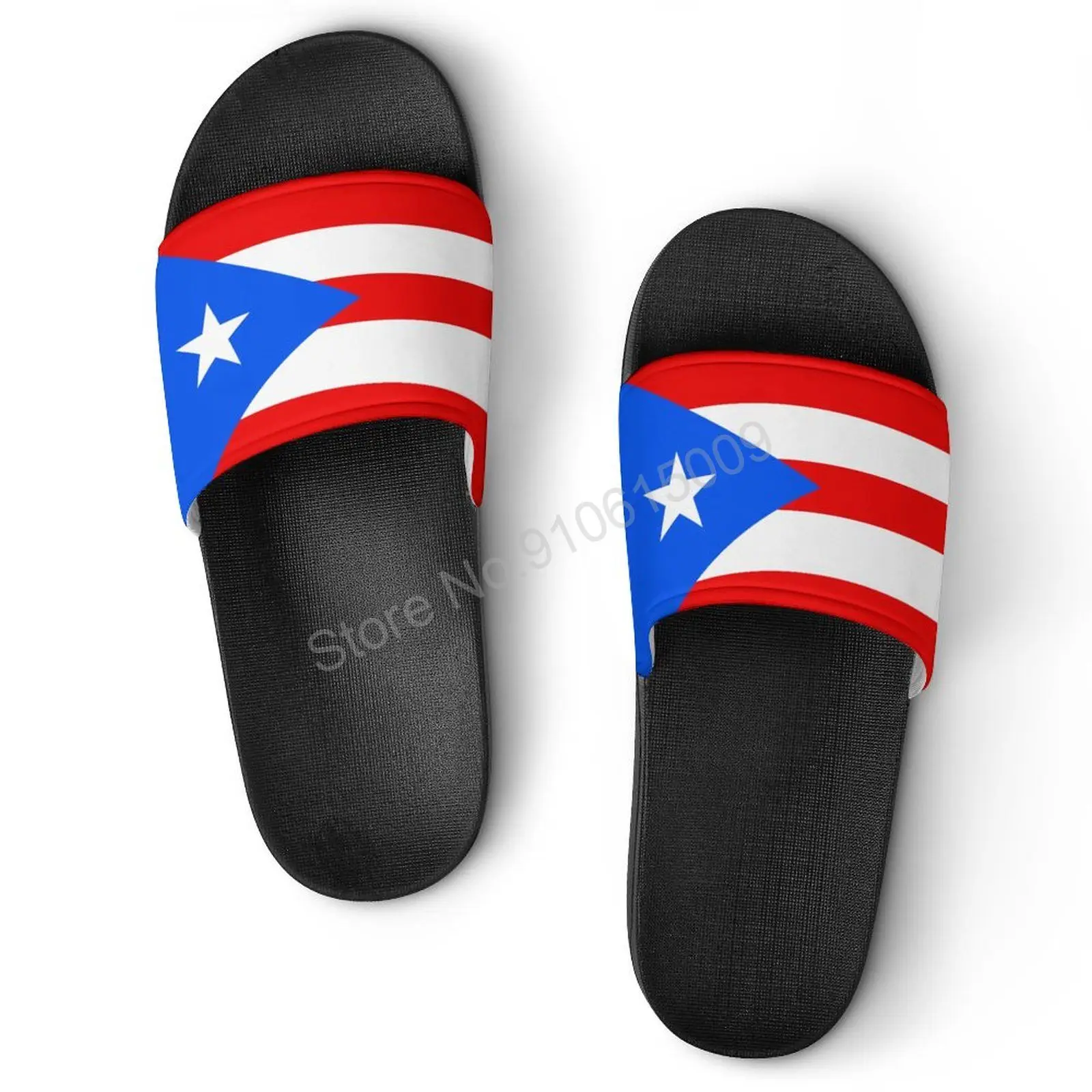 

Puerto Rico Flag Men Women Slippers Summer Beach Sandals Casual Indoor Outdoor Comfortable Footwear 36-46