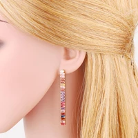 2022 fashion cubic zirconia long drop earrings for elegant women cz dangle huggie earrings jewelry accessories gift