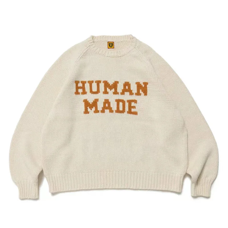 

Human Made 22AW Rabbit Letter Jacquard Loose Relaxed Crew Neck Knitwear Sweaters For Men And Women