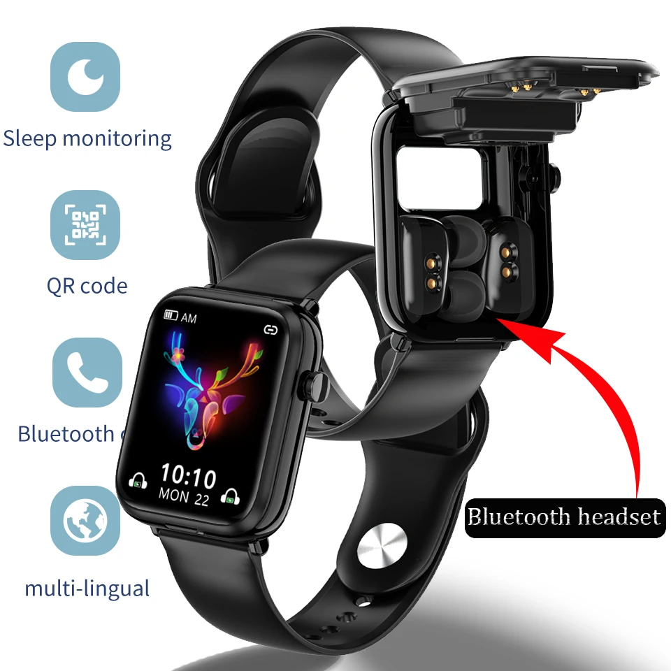 

2023 X8 headset smart watch two-in-one BT Call version ultra-thin 1.69’inch full-touch large screen IP67 waterproof metal shell