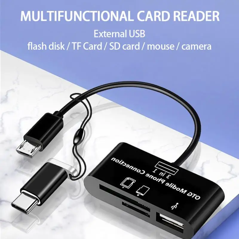 

2 In1 USB Type-C OTG Universal Expansion Card Reader Multi-function Card Reader TF/ /U Disk/mobile Phone Camera Adapter