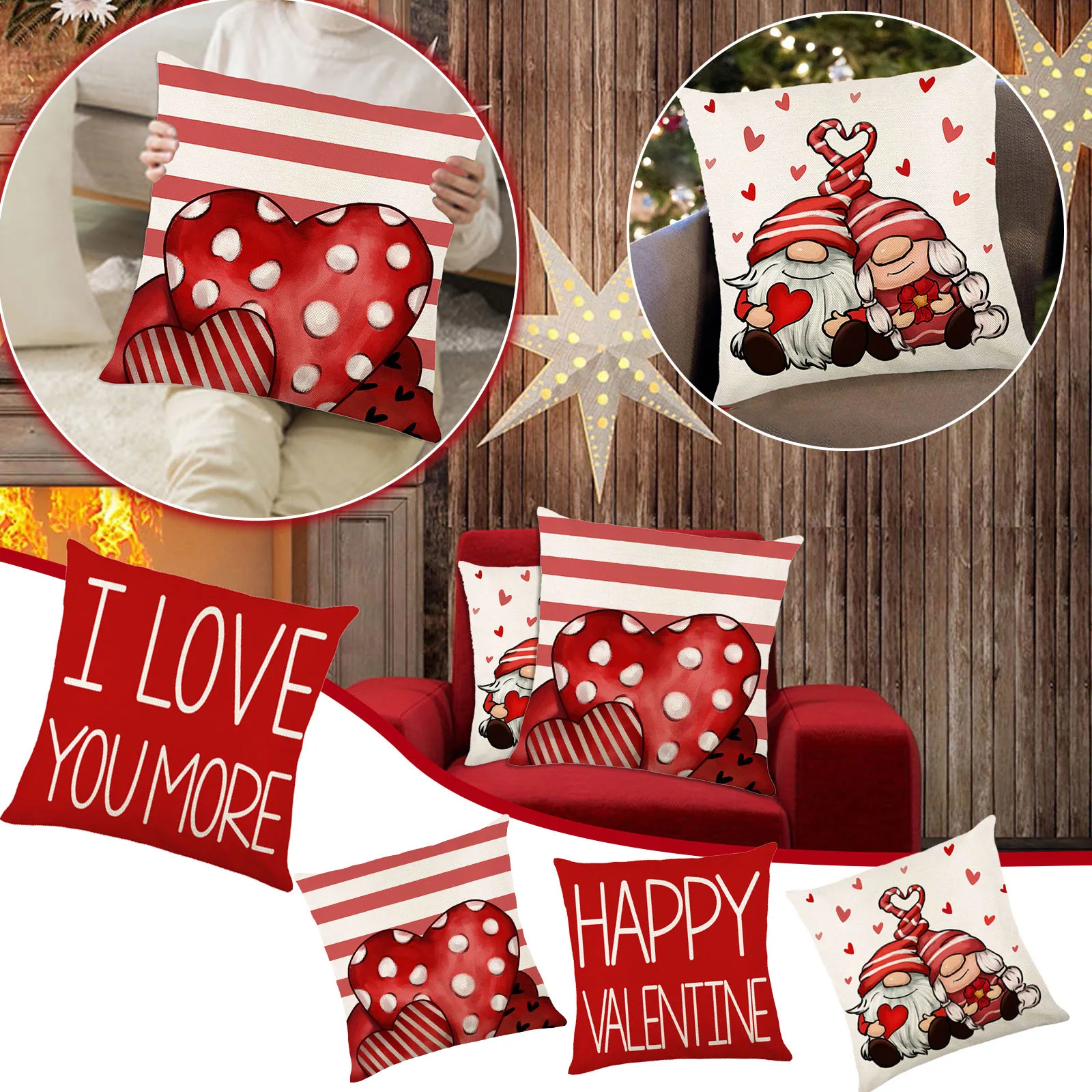 

Наволочки для подушек на День Св. Валентина, 18x18 дюймов, красные украшения, подарки на день Св. Валентина, Декоративные Большие диванные поду...