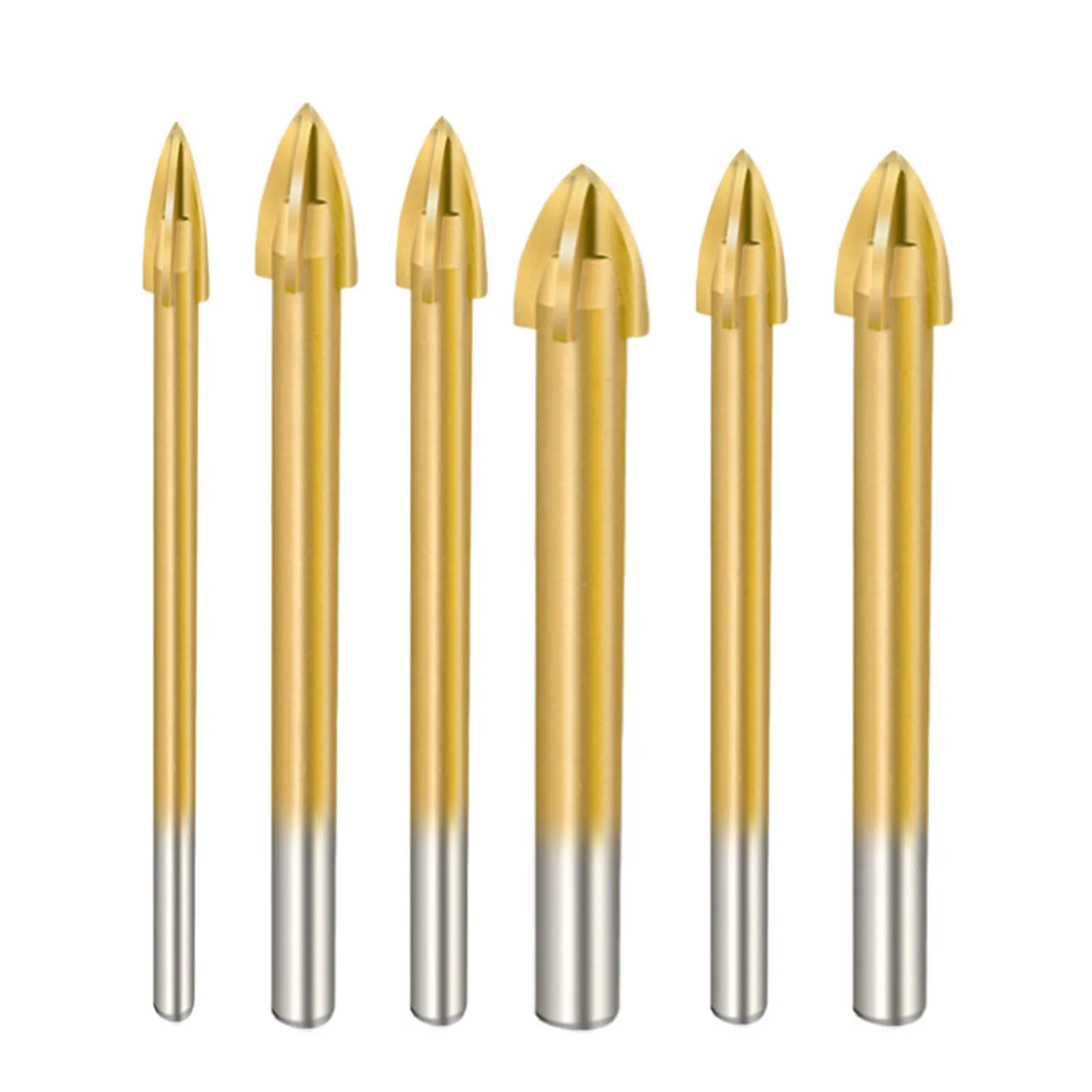 

6PCS 4/5/6/8/10/12mm Spear Head Carbide Cross Drill Bits Porcelain Ceramic Tile Glass Power Tools Replacements