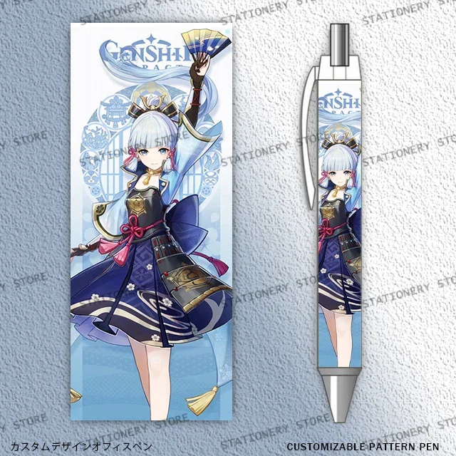 

1 шт. игровая модель Kamisato Ayaka, модель Genshin с индивидуальным рисунком, черная заправка, школьные принадлежности