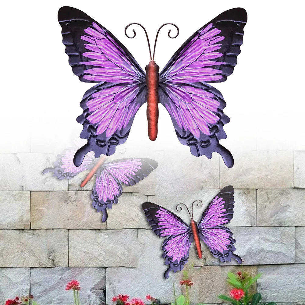 

1pc Large Metal Simulation Butterfly Purple Outdoor Garden Home Decor Wall Art For Indoor Outdoor Garden Decoration 23x27.5x1cm