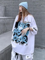 harajuku women t shirts vintgae korean fashion letter print short sleeve tshirt high street loose tops 2022 summer y2k clothes