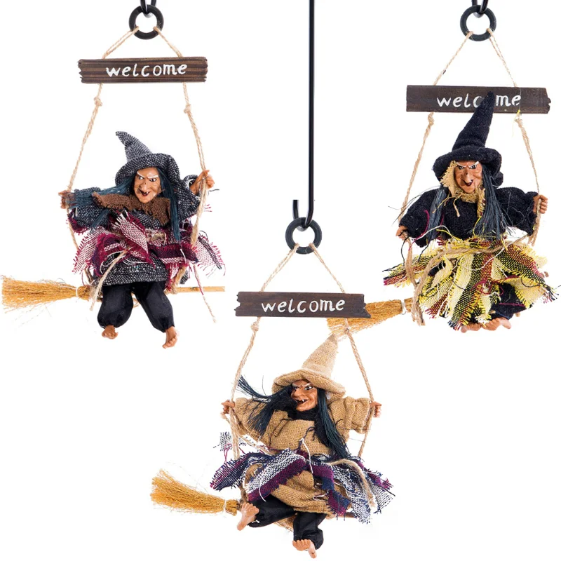 

Halloween Hanging Doll Decoration Ghost Witch Horror Scary Hanging Ghost Flying Witch Pendant Festival Bar Home Decoration