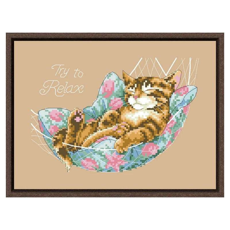 

Попробуйте расслабиться, вышивка крестиком, искусственное животное, кошка, сон, 18ct 14ct 11ct flaxen, льняная хлопковая нить, вышивка «сделай сам», рукоделие