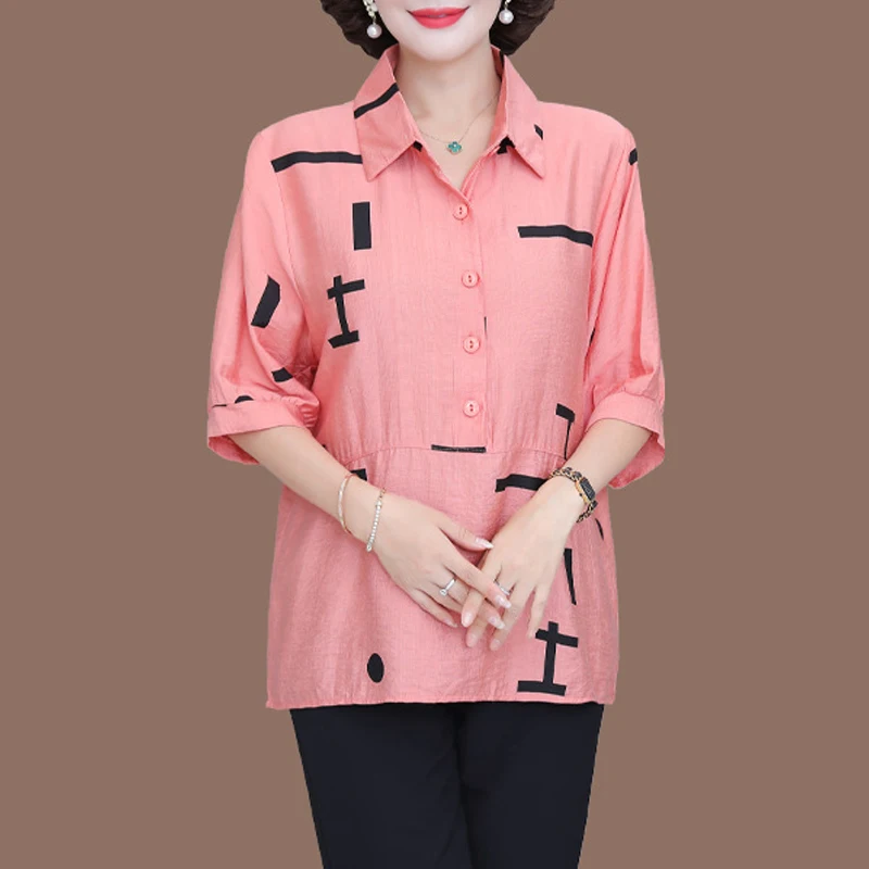 Женская рубашка средней длины с принтом