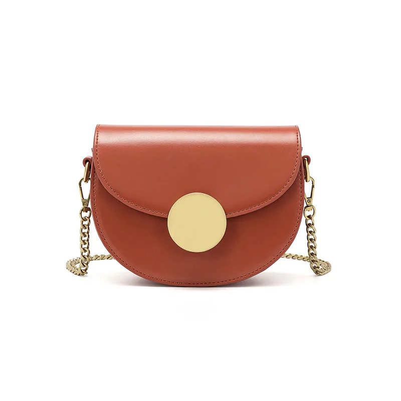 

Роскошная дизайнерская сумка через плечо, седельная сумка на цепочке, ретро полукруглая красная милая маленькая сумка на плечо, модная осен...