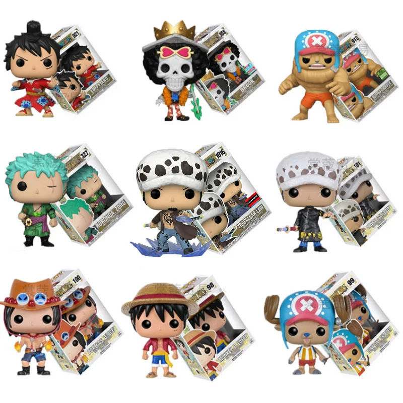 

9 styles Q Anime One Piece Luffy Zoro Sanji Robin Boa Hancock Doflamingo Ace Sabo Action Figure Toys Collection Model Doll Gifts