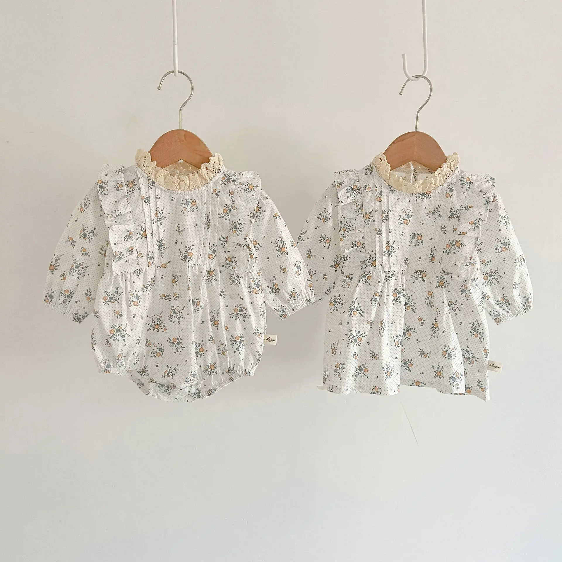 2022 Autumn New Baby Girl Long Sleeve Bodysuit Cotton Girls Floral Dress Fashion Baby Clothes Princess Infant Jumpsuit