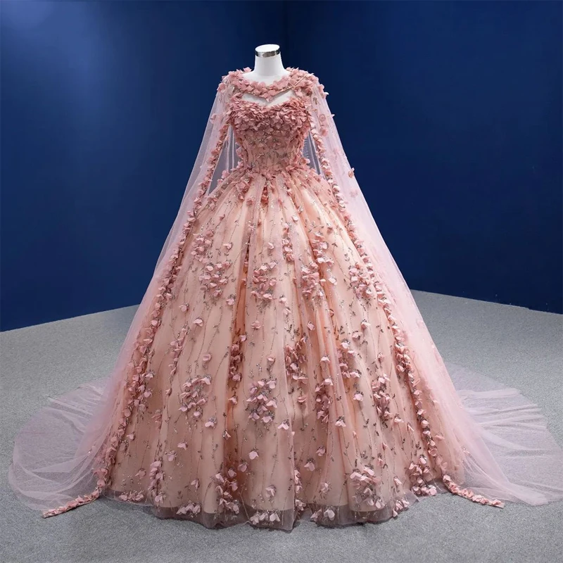 

Actual Pink Quinceanera Sweet 16 Dresses Lace Applique 3D Flower Beading Off Shoulder Lace-up Prom Ball Gowns Graduation 7th