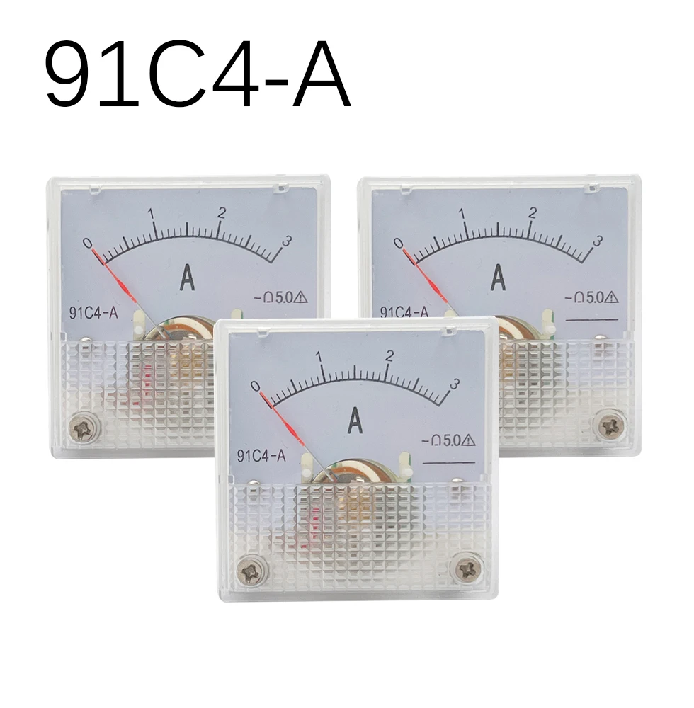 

91C4 Ammeter DC Analog 1A 2A 3A 5A 10A 20A 30A 50A 100A 200A 300A 500A Panel Mechanical Pointer Type Amper Meter Current Meter